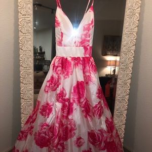 Pink Floral Maxi Dress with Tie Back